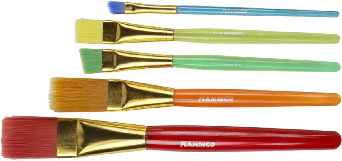 SCHOOL SYNTET HAIR BRUSHES SET OF 5 FLAMINGO B/C